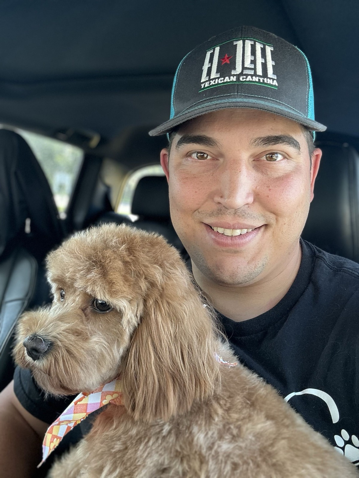 Carlos with Skye, our foundation Cavapoo